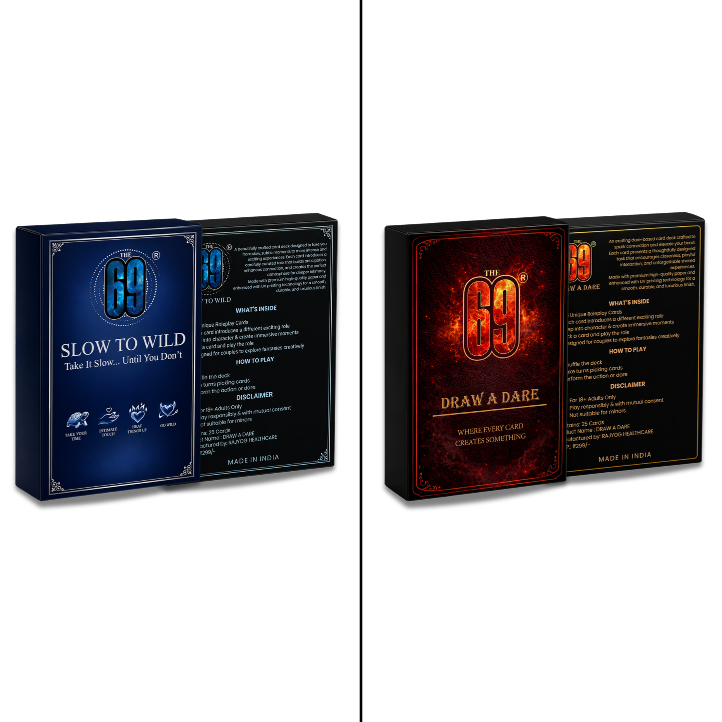 69 Dare to Go Wild Combo | Draw A Dare + Slow to Wild (2 Deck Couple Card Game Set)