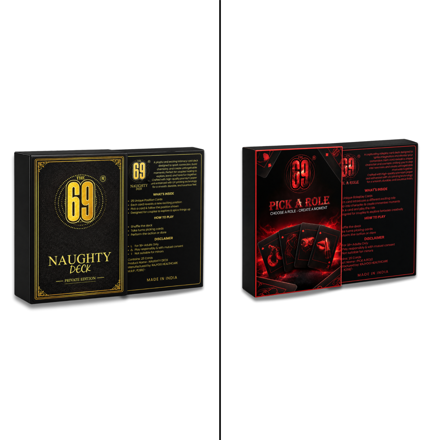 69 Naughty Roleplay Combo | Naughty Deck + Pick A Role (2 Deck Couple Card Game Set)