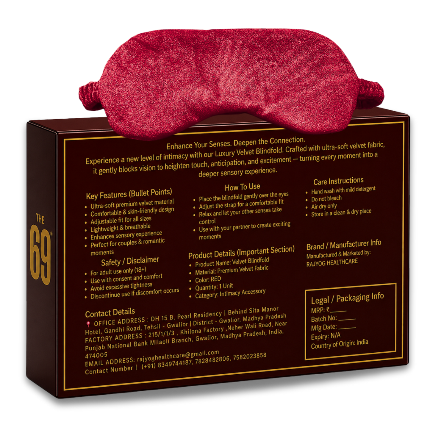 69 Luxury Velvet Blindfold – Premium Soft Eye Mask | Adjustable Comfort Fit