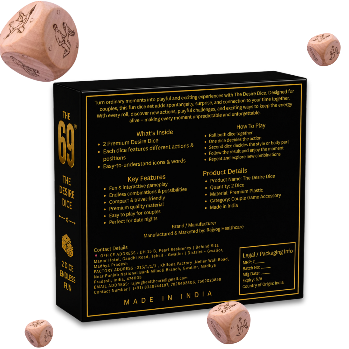 69 Desire Dice โ Fun Couple Dice Game | 2 Dice Set for Interactive Game Nights