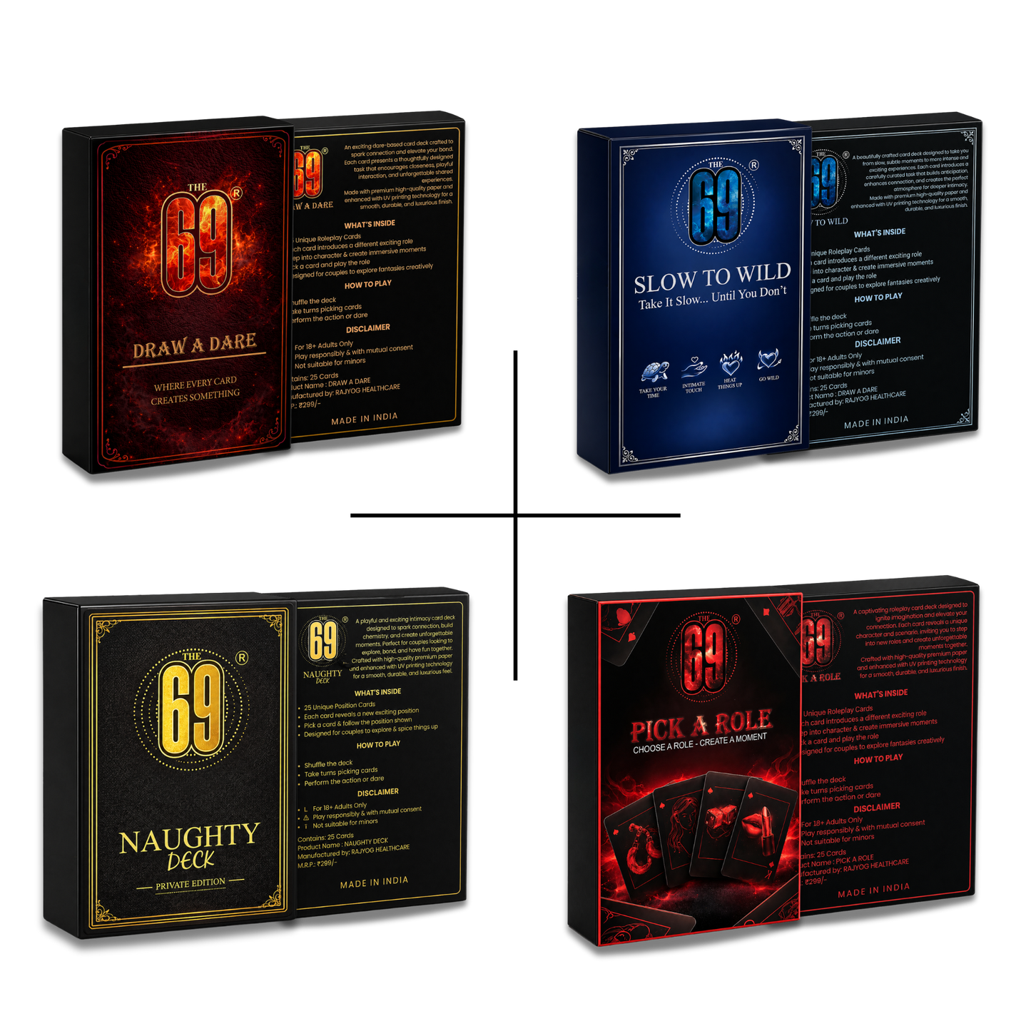 69 Ultimate Intimacy Collection | 4 Deck Combo Pack for Couples (25 Cards Each)