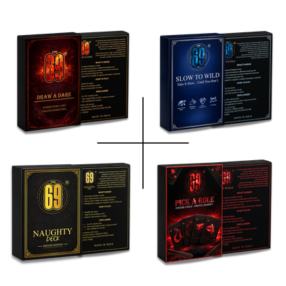 69 Ultimate Intimacy Collection | 4 Deck Combo Pack for Couples (25 Cards Each)
