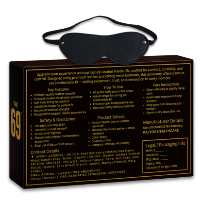 69 Luxury Leather Blindfold – Premium Adjustable Eye Mask | Soft Inner Padding